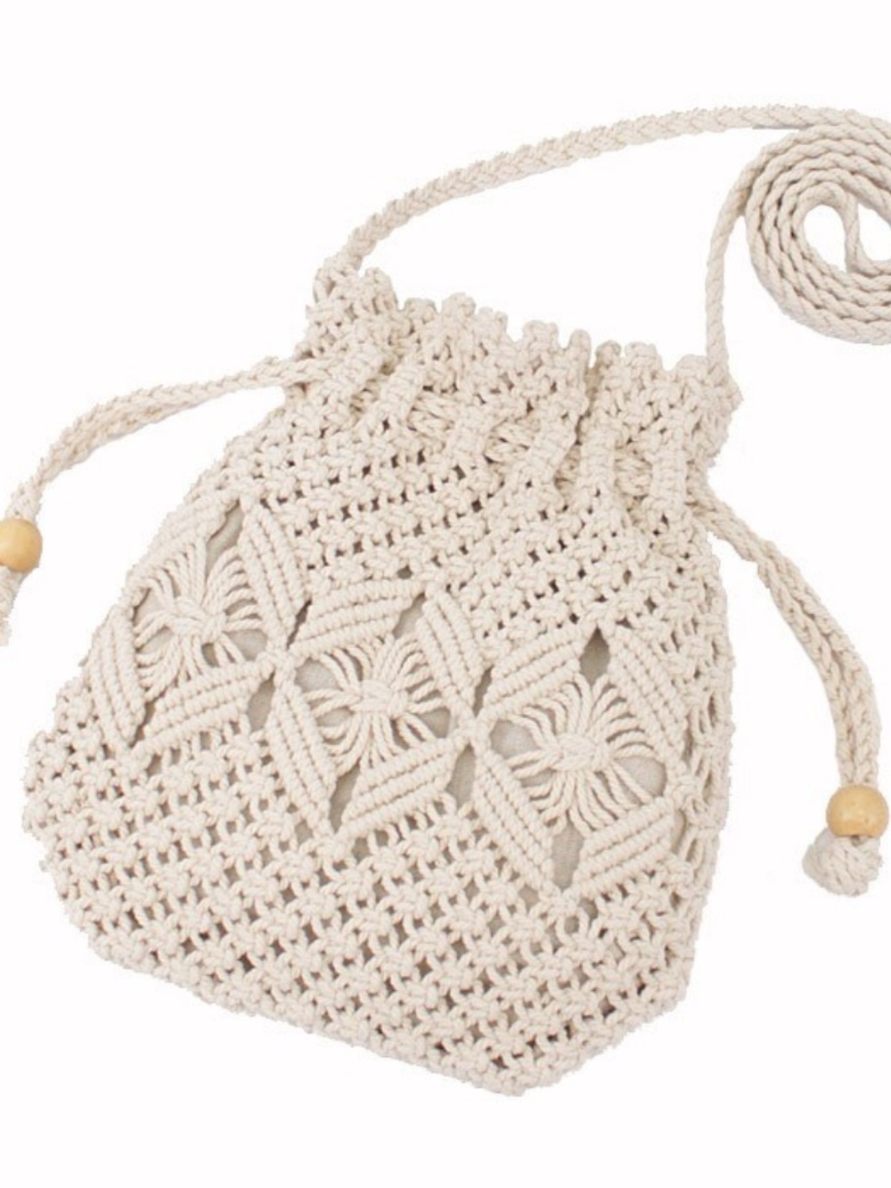 Elegant Cream Crochet Shoulder Bag